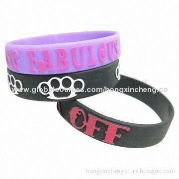 Magnetic Silicone Wristbands, Non-toxic, Harmless, Durable, Tensile Of, Customized Logos Available